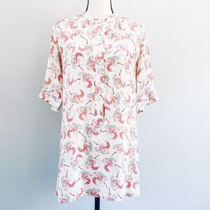 Tucker Floral Oversized Silk Tunic Blouse